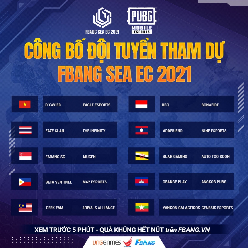Lịch thi đấu FBang SEA EC 2021 mới nhất 100532
